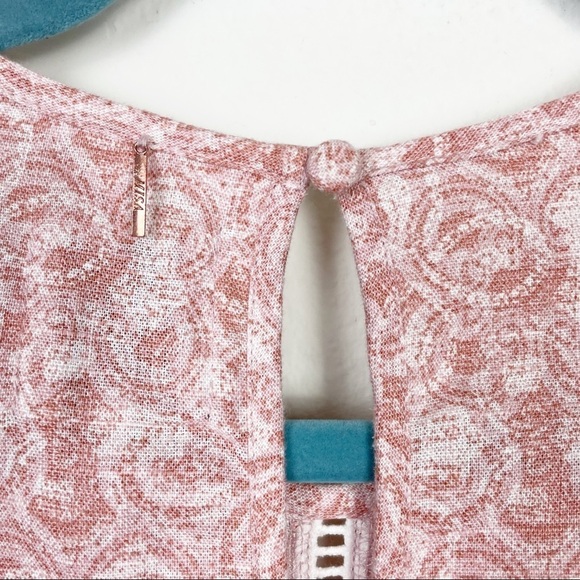 Misa Los Angeles Nilu Blouse in Washed Tile Pink Crochet Smocked Casual Flutter - Picture 7 of 7